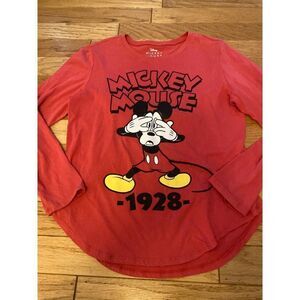 Disney Mickey Mouse 1928 women's red graphic long sleeve cotton t-shirt size XL